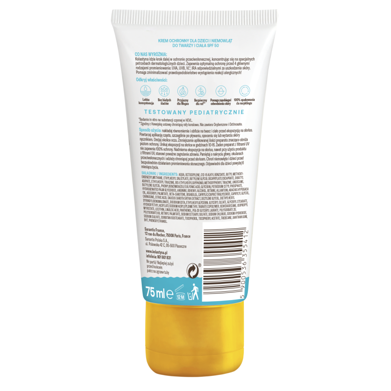 Kolastyna Krem ochronny dla dzieci i niemowląt SPF50 75ml